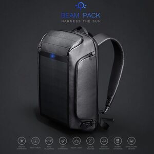 KINGSONS Beam Backpack - Advanced Solar Power USB Charging - Black and Grey